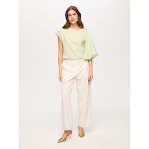 Faik Sönmez Wide Leg Fit Brode Nakış Detaylı Pantolon S26pnt009 Us26pnt00973 Ekru