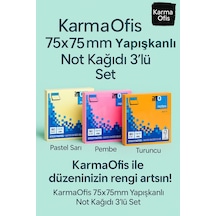 75x75mm Yapışkanlı Not Kağıdı 3 Lü Set Pastel Sarı, Pembe, Turuncu
