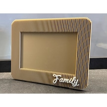 Bezos 3d Baskı Japandi Tarzı Çizgili Fotoğraf Çerçevesi 10x15 Cm Masaüstü Yatay Çerçeve Bej Mmbz