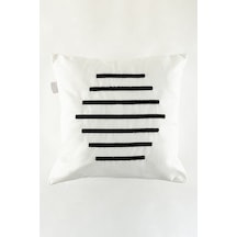 Koza Home Craft Siyah Çizgi Desenli Boncuk Elyaf İç Dolgulu Kırlent 43 X 43 Standart