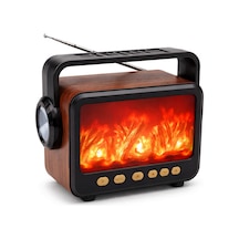 Şömine Efektli Nostajik Radyo Solar Panelli Nostaljik Görünümlü Bluetoothlu Ve Fenerli Mp3 Çalar Müzik Kutusu