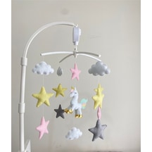 Müzik - Aparat Dahil Unicorn Figürlü El Yapımı Kız Bebek Beşik Dönencesi