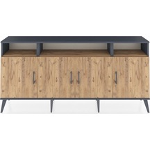 Arges Konsol 6 Raflı 4 Kapaklı 176x30x83 Antrasit-çam/çam Çam/çam