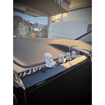 4 Parça Sevimli Köpek Ailesi Dikiz Aynası Süsü - Dekoratif Obje Torpido Süsü Oto Aksesuar