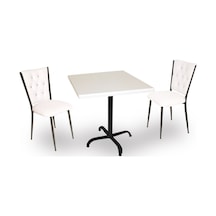 Beymobilya Bahçe Ve Balkon Masa Takımı Indigo Werzalit Kare - Kapitoneli 2Li Beyaz