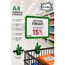 10 Adet - A4 Mandallı Fiyatlık Etiketlik Sepet Raf Askılık Fiyat Etiketi Çerçeveli Market Mağaza Yeşil