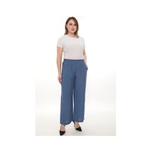 Kadın Beli Lastikli Rahat Kesim Pantolon Günlük Şık Ve Konforlu Mavi