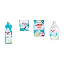 Aquabor Doğal Mineralli Elde Bulaşık + Tablet + 4 Kg Renkliler + Sıvı Beyaz 4 Lü Set 0.75 LT - 2.5 LT - 12 KG