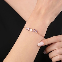 Mia Vento Ametist Taşlı Manolya Çiçeği Zarafet Bağı Rose Flowers Gümüş Bileklik