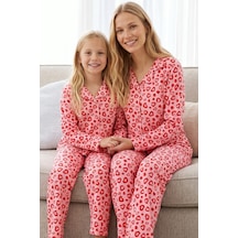 Siyah İnci Desenli Termal Kumaşlı Ultra Soft Yumuşak Düğmeli Örme Pijama Takımı 26226807 Pembe