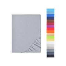 Ezgi Organik%100 Pamuk Lastikli Bebek Çarşafı Geniş Ölçü Aralığı Gri 60x120 Cm, Bebekcrsf Açik Mavi