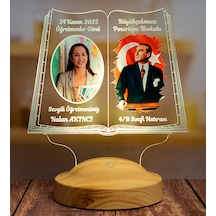 Öğretmene Hediye Renkli Öğretmen Resmi Baskılı Renklendirilmiş Atatürk Görselli 24 Kasım Hatırası Led Lamba Çok Renkli