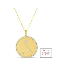 Kuyumcudukkanı Zirkontaşlı"balık Burcu"kolye-33019-pısces-g Gold