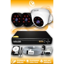 Elitcam 3 Kameralı Uzay 1 İç Kamera Set 320 GB HDD Full HD Gece Görüşlü Güvenlik Kamerası Sistemi