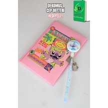 X Dekomus Lisanslı Yeni Sezon Lisanslı Lilo&stitch Unleash Lock Journal Kilitli Hatıra Defteri Ve Labirent Figürlü Geçmeli Kalem Seti Altın