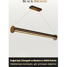 Arya 3'lü Bronz Lineer Sarkıt Avize - Kumandalı Dim Edilebilir - Aşağı & Yukarı Işık Doğal Işık