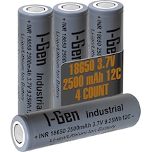 I-gen Industrial E003 Inr 18650 3.7v 2500 Mah 12c 9.25wh Li-ıon Şarjlı Pil Düz Başlı Lityum Pil 4'lü Paket