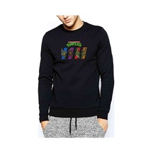 Retro Ninja Turtles Baskılı Siyah Erkek Sweatshirt