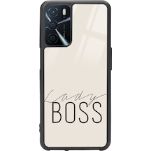 Oppo A16 Lady Boss Tasarımlı Glossy Telefon Kılıfı Siyah