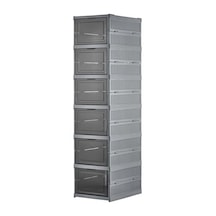 Coverest 6 Katlı Katlanabilir Organizer, Çok Amaçlı Ayakkabılık, Taşınabilir Portatif, 25.5 X 34.5 X 105 Cm Antrasit Açık Ceviz