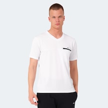 Slazenger KALLIAS Erkek Cepli V Yakan Beyaz Tişört
