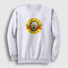 Presmono Unisex Logo Guns N' Roses Sweatshirt Beyaz