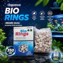 Aquawe Bio Rings - Seramik Halka - Akvaryum Filtre Malzemesi - File Hediyeli - Üstün Bakteri Tutma - 350 Gr
