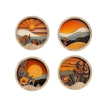 Trendooze Tabelalar Suntek Parça Mutfak Manzara Duvar Dekoru Boho Ahşap 4 20cmx20cmx05cm Qa 20cmx20cmx05cm