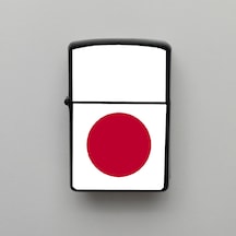 Japonya Japan Klasik Ülke Bayraklı - Benzinli Siyah Çakmak - Hediyelik Siyah