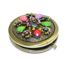 İri Taşlı El Aynası Sarı - Siyah