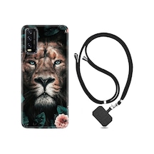 Vivo Y20S Kılıf Boyun Askılı Leon Flowers 1333 Siyah