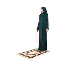 Tek Parça Pratik Başörtülü Robalı Namaz Elbisesi 8015 Yeşil 001