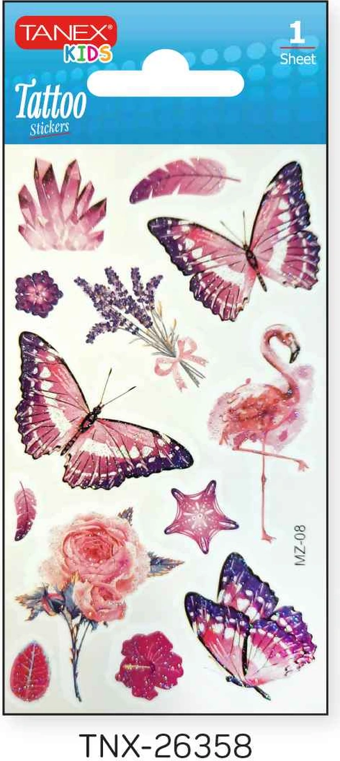 Tanex 7x12mm Kuş-kelebek Simli Tatoo Tnx-26358