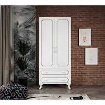 Stil 2 Kapaklı 2 Çekmeceli Modern Gardırop, Elbise Dolabı
