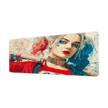 Harley Quinn Kırmızı Mavi Blueprint 40x90 Cm Oyuncu Mousepad Kaymaz Taban Büyük Boy Mousepad