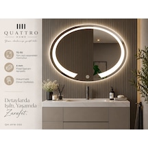 Kesik Oval Işıklı Banyo Aynası 70 50 100-80 Çap Açık Gri