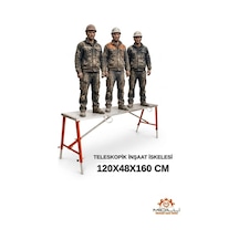 Alüminyum Gövdeli Çelik Ayaklı Teleskopik Katlanır İnşaat İskelesi - 400 Kg Taşıma Kapasitesi 120x48x160cm