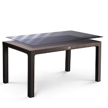 Rattan Masa 70x120 Sabit Camlı Masa - Bahçe Balkon Teras