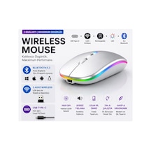 Jng-5013m Kablosuz Şarjlı Mouse Çift Modlu Bluetooth Ve 2.4 Ghz Usb Wireless Rgb Led Işıklı Telefon Tablet Bilgisayar Uyumlu 1600 Dpi Sessiz Click Mouse Diğer