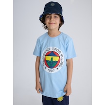 Fenerium Fb Tsrt 118 Fenerbahçe Lisanslı Renkli Logo Sıfır Yaka Çocuk T-shirt Mavi