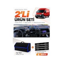 E-biz Fıat Ducato 2006-2014 X250 Uyumlu Torpido Örtüsü + Tay Tüyü Çanta - Siyah-mavi - Fı010