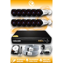 Elitcam 12 Kameralı Uzay 12 Dış Kamera Set 250 GB HDD Full HD Gece Görüşlü Güvenlik Kamerası Sistemi