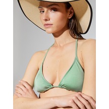 Koton Üçgen Bikini Üstü Basic Kaplı Boyundan Bağlamalı Açık Yeşil Shınny 3sak10066bm 3SAK10066BMAYS Açık Yeşil