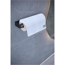 Metal Havluluk Minimal & Dayanıklı Duvar Tipi Askı / Modern Banyo Kağıt Havlu Tutacağı - Siyah Diğer