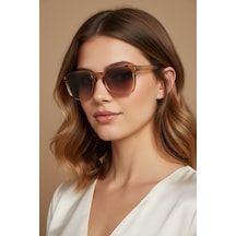 Glazento Amber Şeffaf Çerçeveli Unisex Güneş Gözlüğü Açık Kahverengi