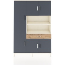 Arges Dolap 10 Raflı Tek Çekmeceli 6 Kapaklı 132x30x195 Aytaşı-antrasit/çam Antrasıt/atlas Çam