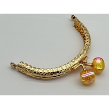 Angel Çanta Aksesuar 10 Cm Light Gold Oval Cüzdan Çanta Klipsi Bursu Hardal