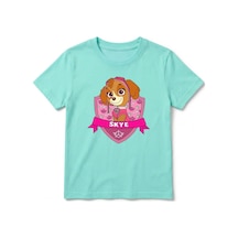 Urbantrendstore Paw Patrol Skye Unisex Kız Çocuk Bisiklet Yuvarlak Yaka Basic Kısa Kollu %100 Pamuk Tişört Mint