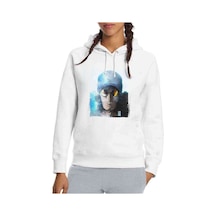 Anime One Piece Roronoa Baskılı Beyaz Kadın Kapşonlu Sweatshirt