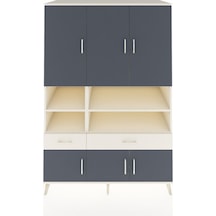 Kronos Dolap 8 Raflı 2 Çekmeceli 6 Kapaklı 132x59x195 Aytaşı-antrasit/aytaşı Antrasıt/aytası